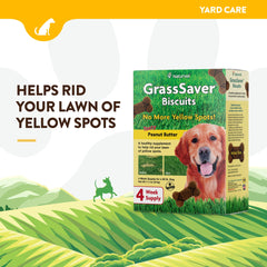 NaturVet GrassSaver biscuits closeup highlighting peanut butter flavor appeal.