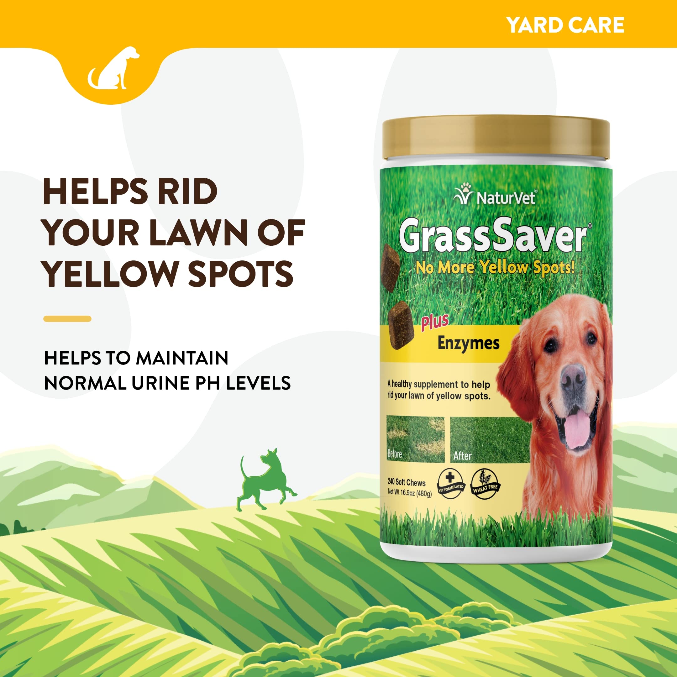 NaturVet GrassSaver soft chews closeup showing chew texture like a treat.