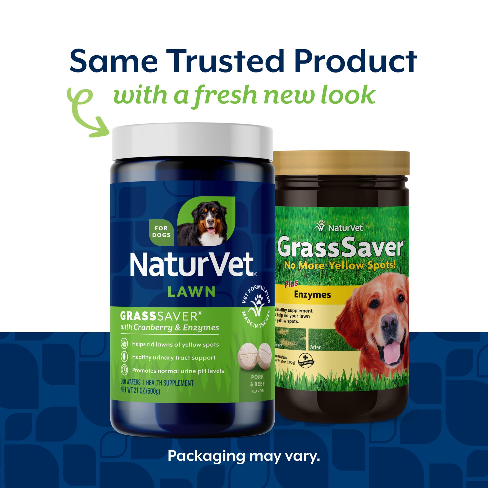 NaturVet GrassSaver Wafers dog serving image emphasizes easy administration