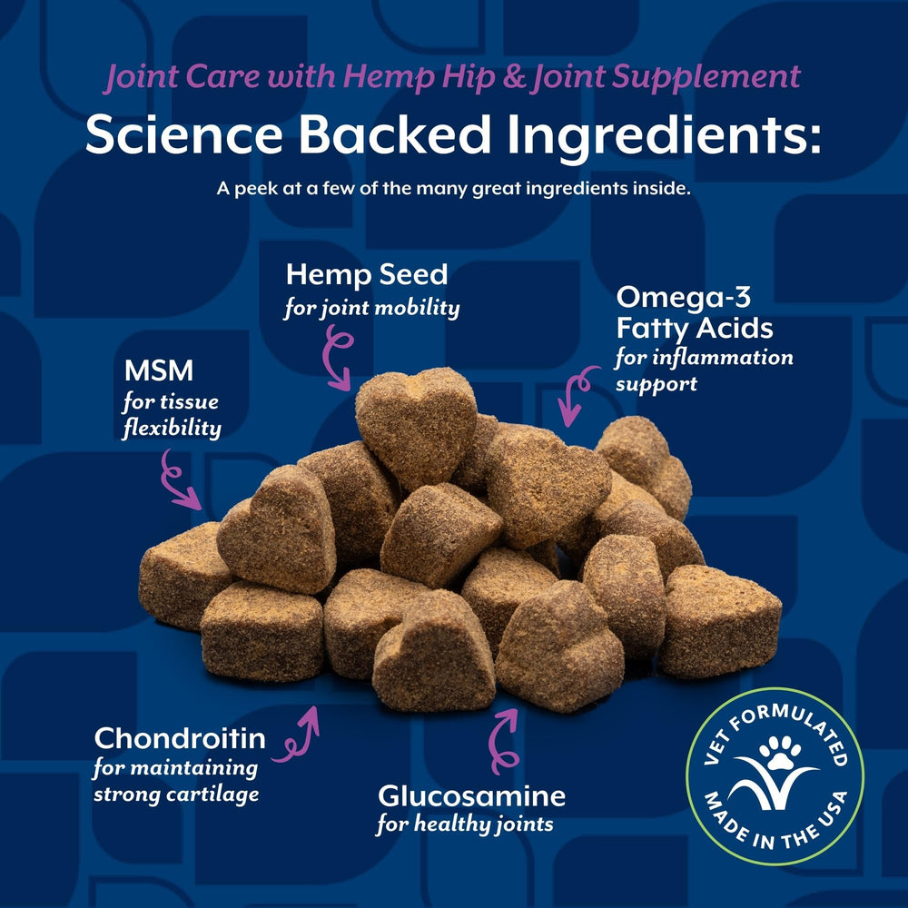 NaturVet Hemp Joint Health veterinarian formulated for dog wellness support.