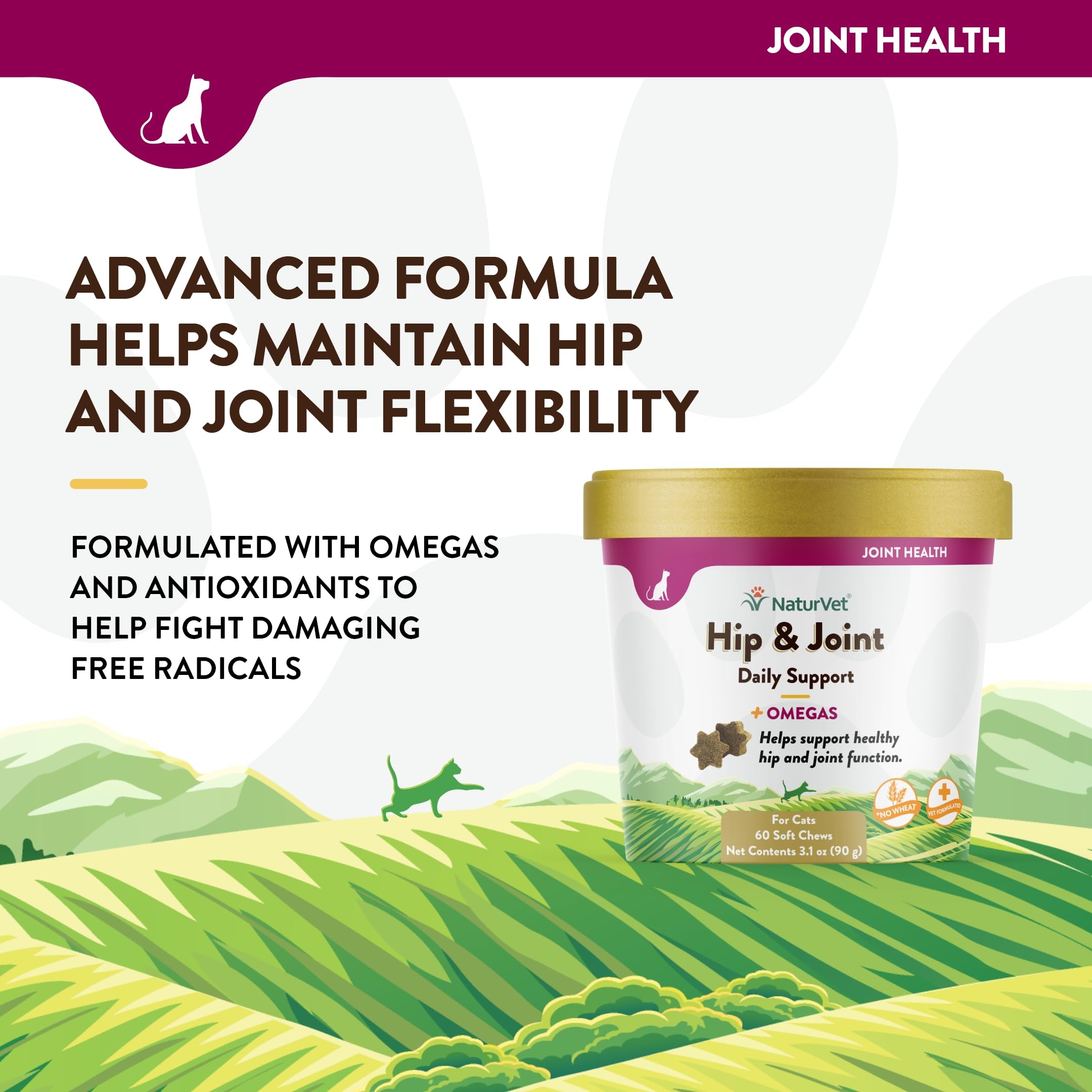 NaturVet Hip & Joint Cat Soft Chews Plus Omegas in dish shows portion size and ease.