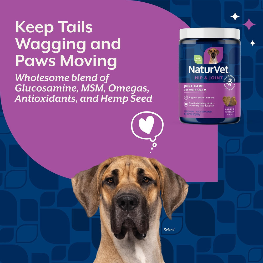 NaturVet joint health ingredients glucosamine MSM chondroitin closeup