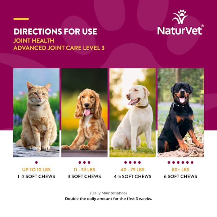 NaturVet Joint Health Level 3 soft-chew packaging display promoting pet wellness