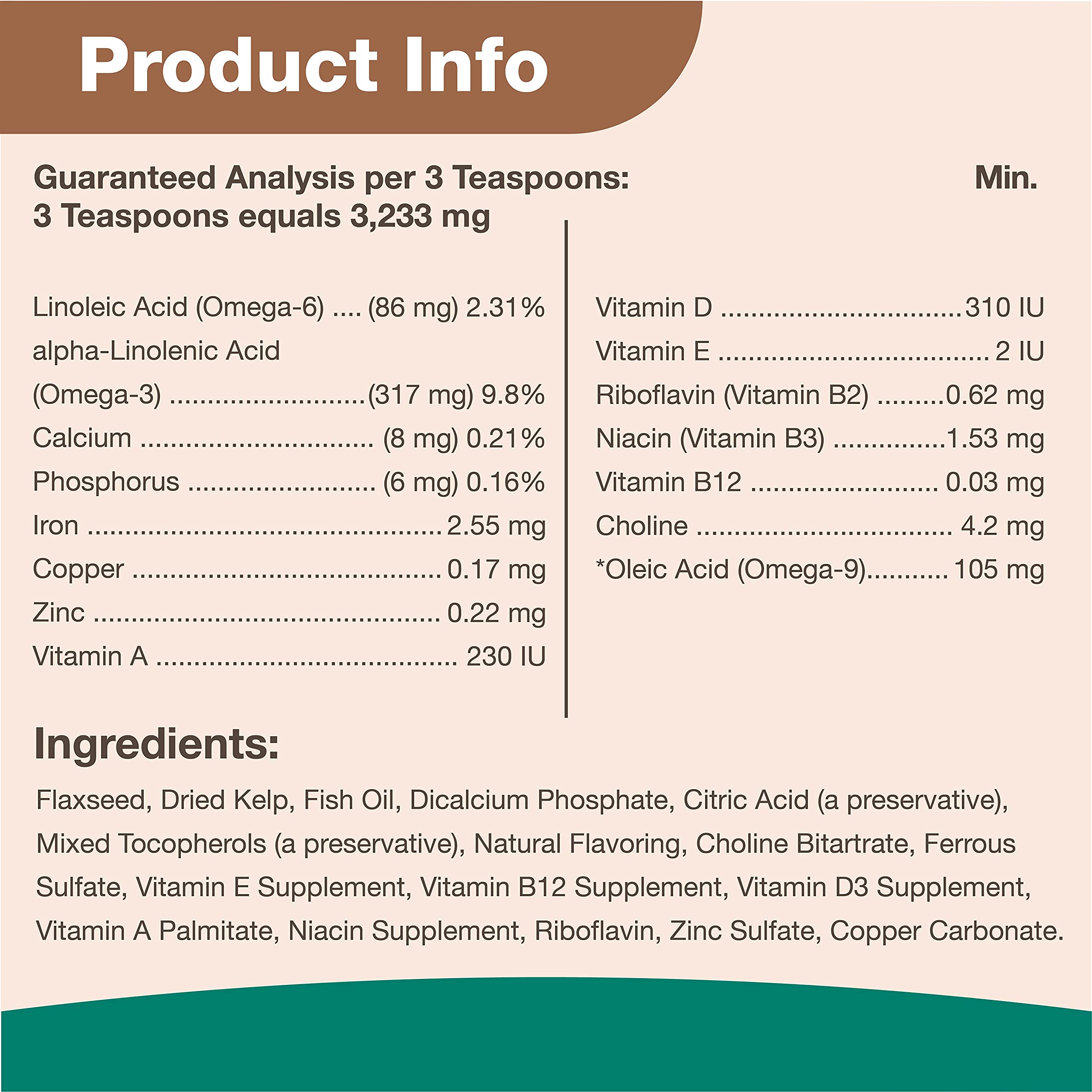 NaturVet Kelp Help Plus Omegas powder being mixed into meals supports daily use