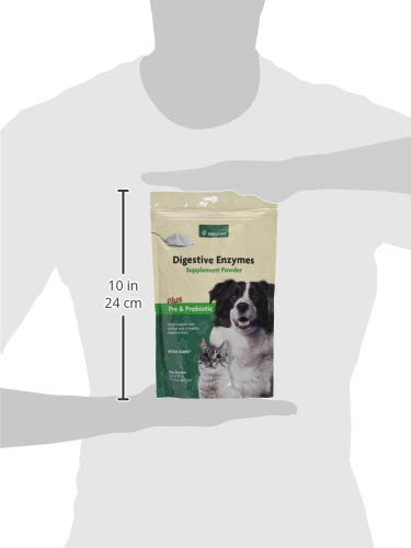 NaturVet label close-up of digestive enzymes shows enzyme names and benefits