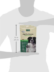 NaturVet label close-up of digestive enzymes shows enzyme names and benefits