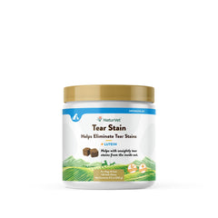 NaturVet Lutein Tear Stain dog bottle—easy daily chews for potential tear stain management.