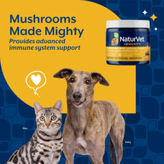 NaturVet Mushroom Max Advanced Ingredients Shiitake highlights antioxidant-rich mushroom blend.