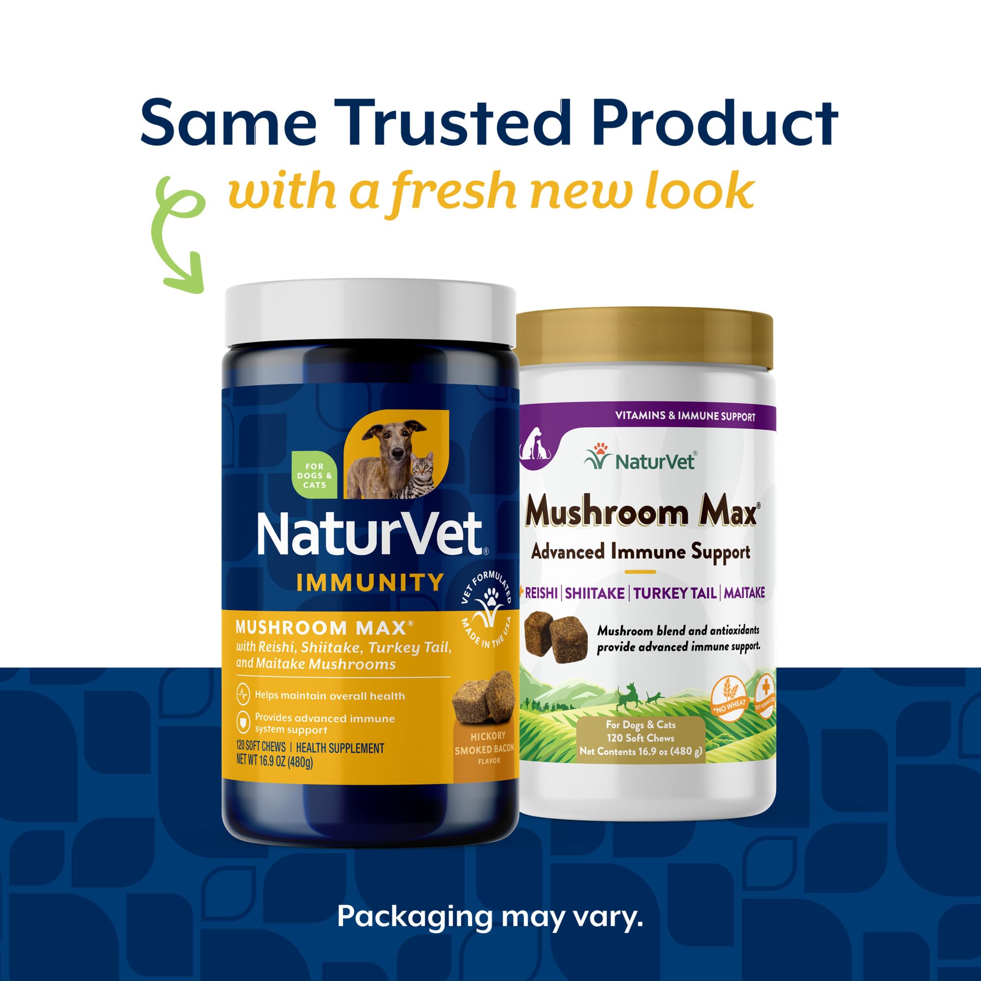 NaturVet Mushroom Max ingredients panel highlights shiitake and reishi for antioxidant support