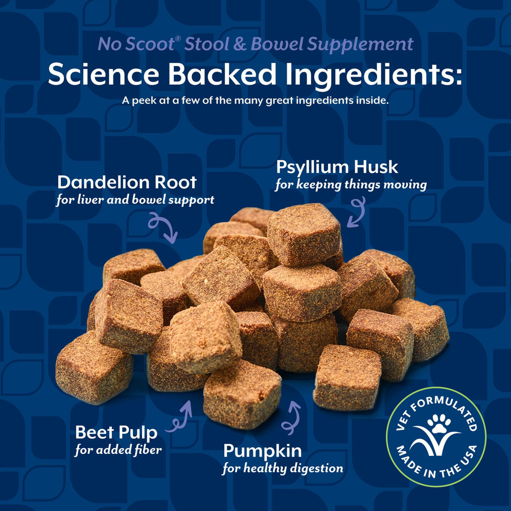 NaturVet No Scoot beet pulp psyllium shot highlights fiber-rich digestion support.