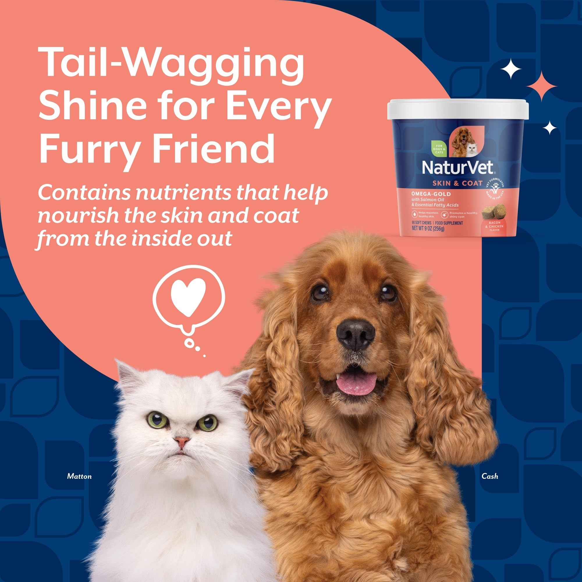 NaturVet Omega-Gold Plus ingredients chart highlights DHA and EPA content