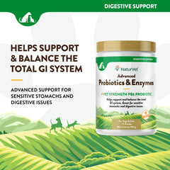 NaturVet PB6 probiotic powder for dogs and cats supports gut health.