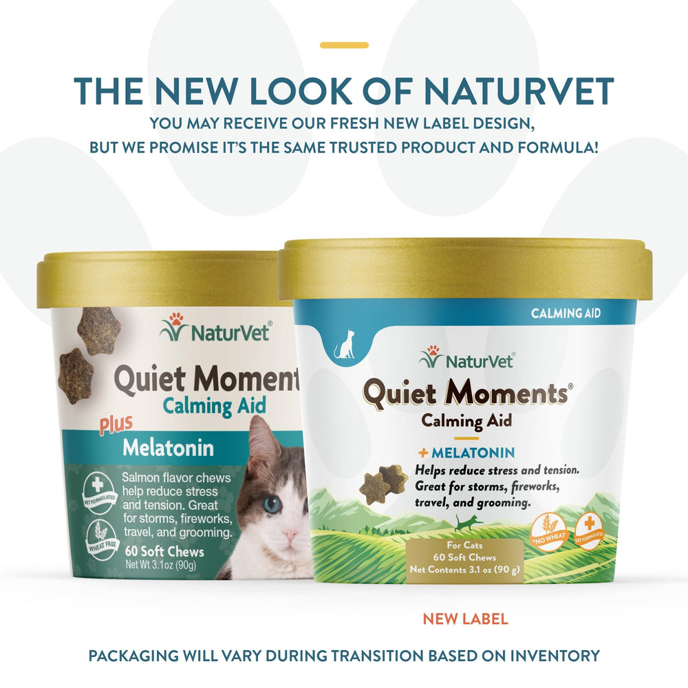 NaturVet Quiet Moments cat soft chews tub for grooming days