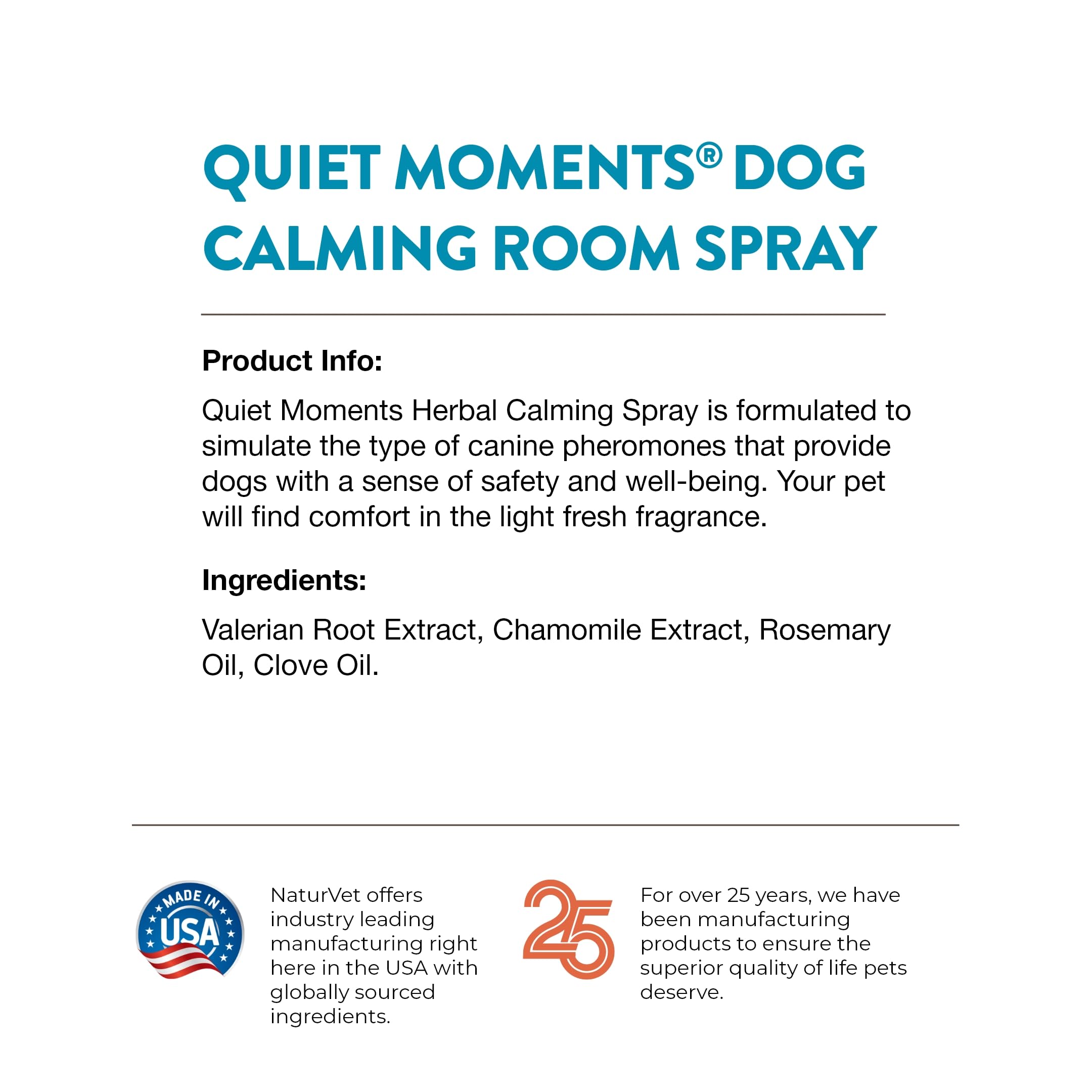 NaturVet Quiet Moments dog relaxed after spray in cozy living room.