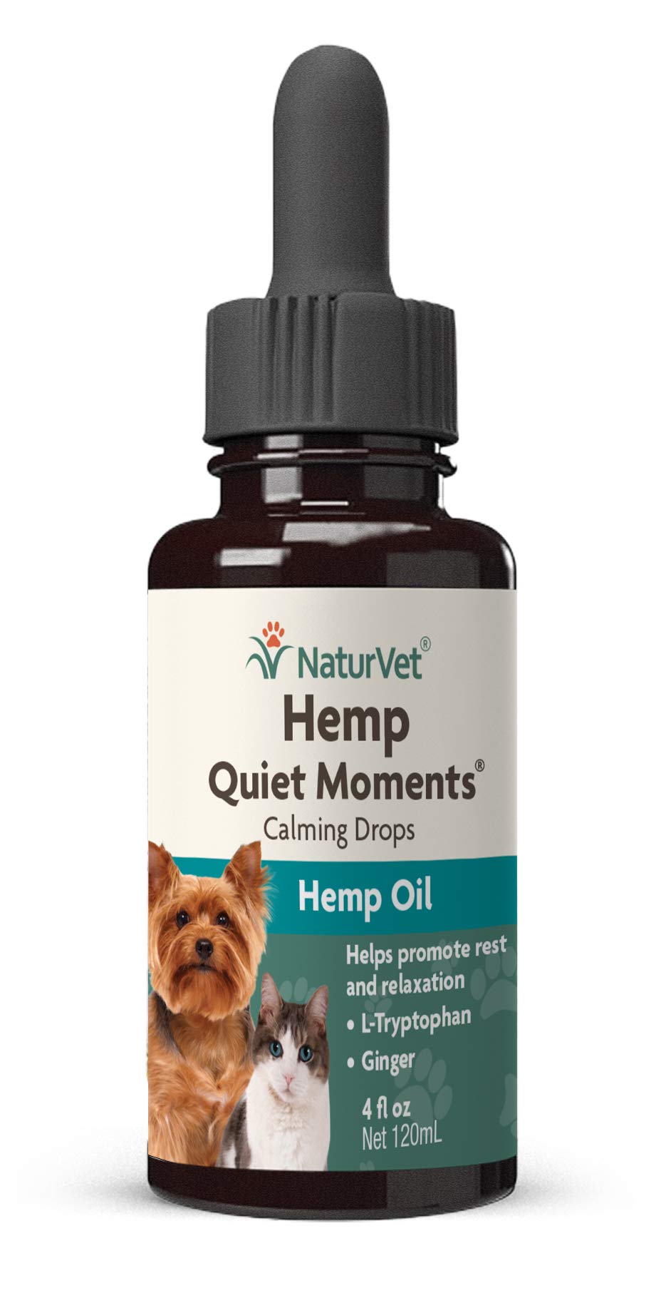 NaturVet Quiet Moments Drops pour demonstrates easy, controlled dosing for pets