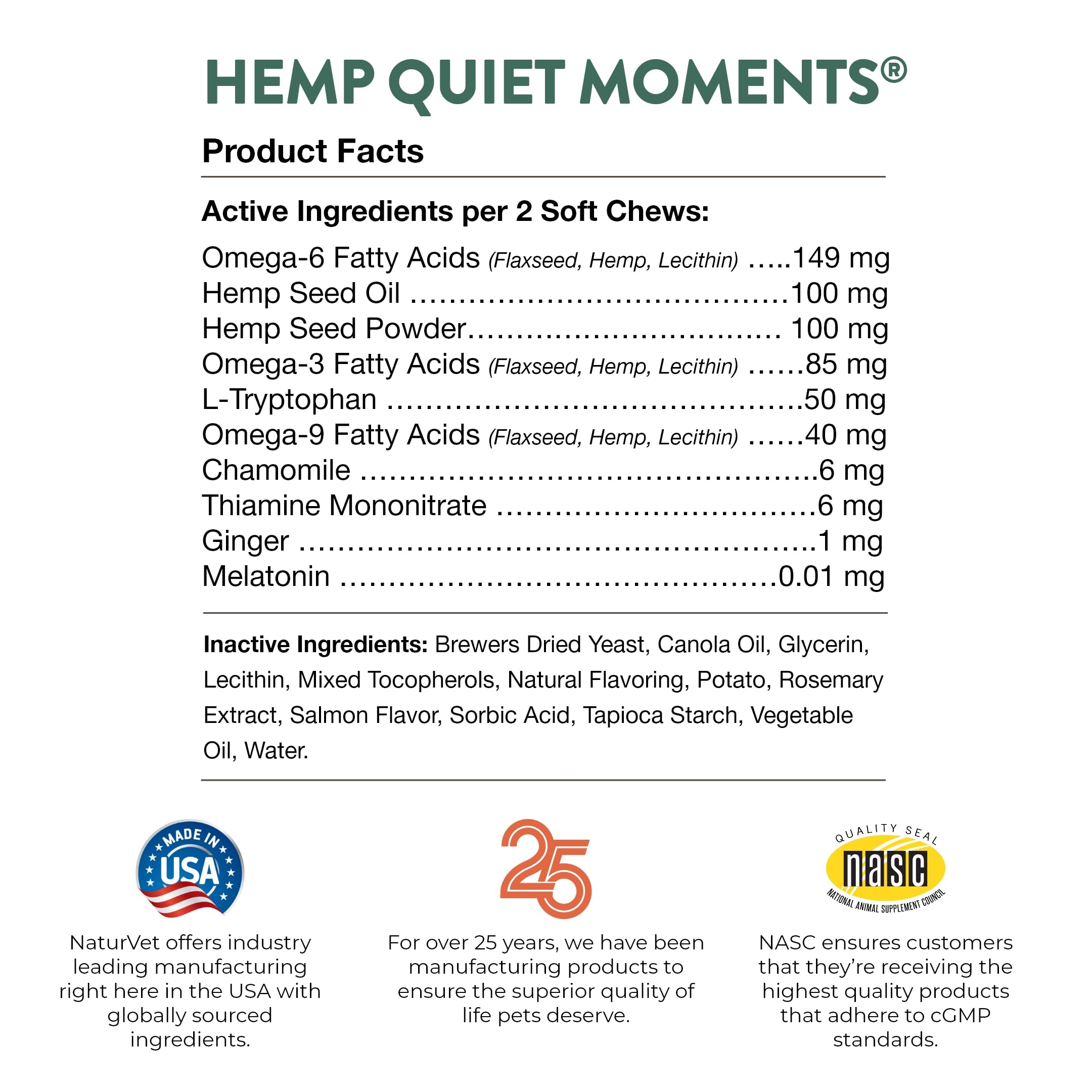 Front of NaturVet Quiet Moments package ready for travel or vet visits.