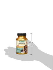 NaturVet Salmon Oil softgels close-up highlighting omega nutrients for healthy skin and coat shine