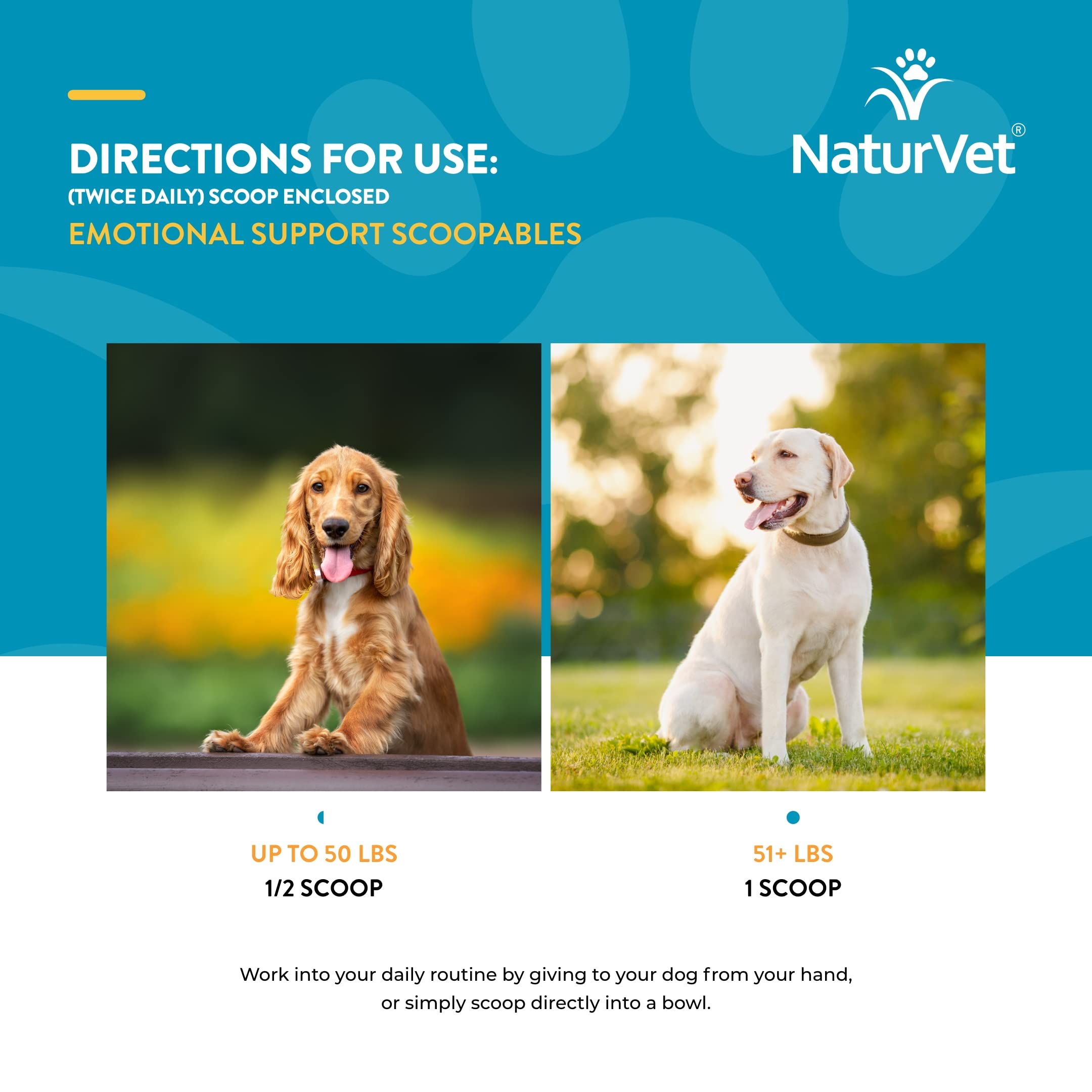 NaturVet Scoopables 11oz bag closeup highlights convenient packaging.