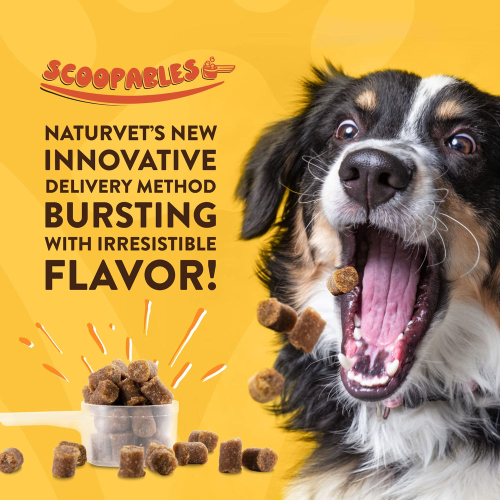 NaturVet Scoopables bag pour-serve easy daily dosing with bacon flavor.