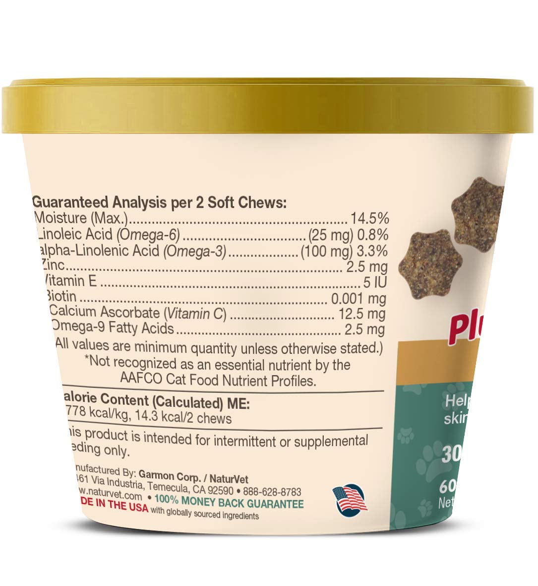 NaturVet Skin & Coat Plus Omegas soft chews for glossy fur support