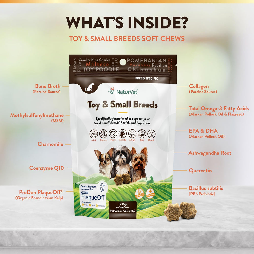 NaturVet small-breeds omega-3 source for heart and joint support.