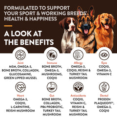 NaturVet Sport Breed packaging showing a wheat-free formula for active dogs.