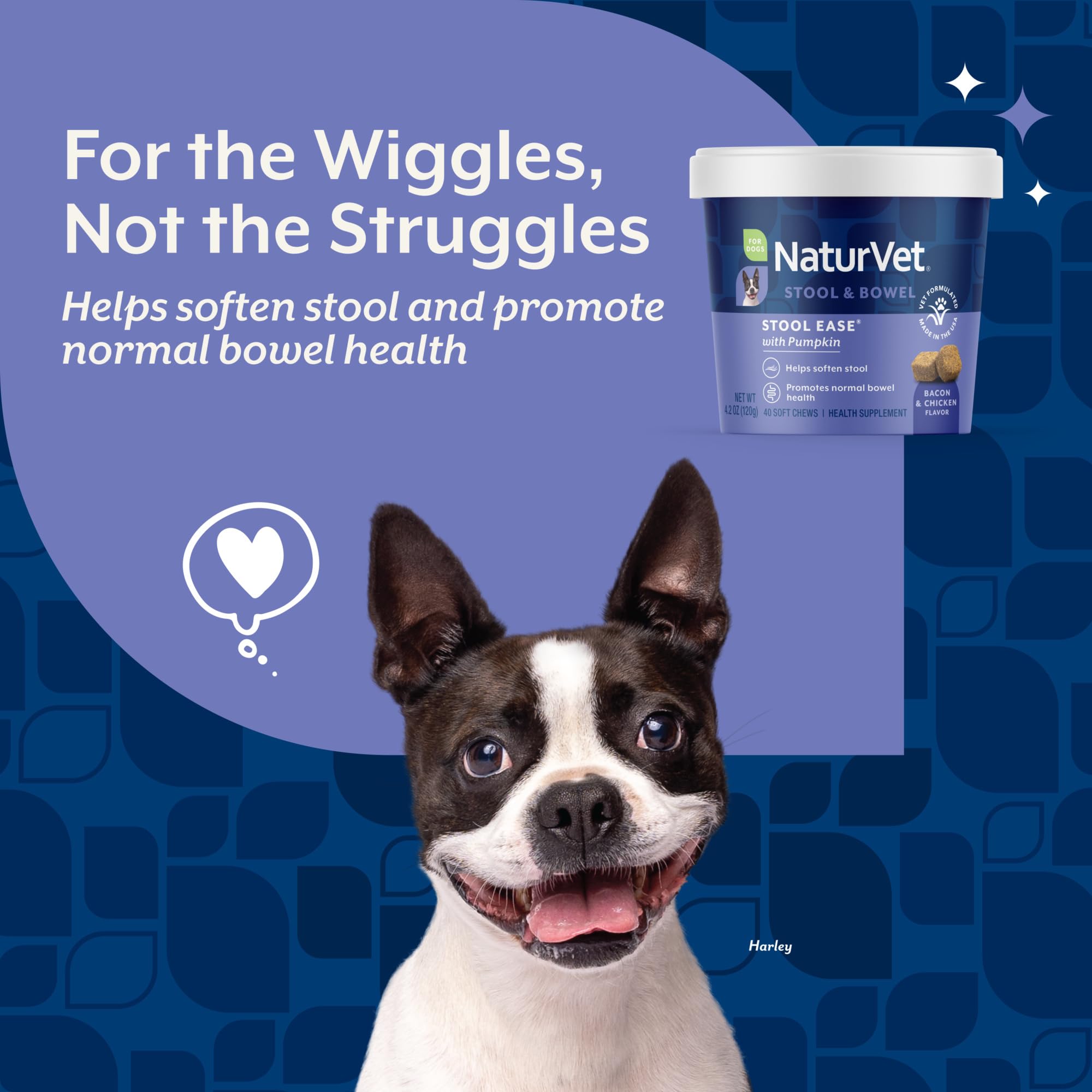 NaturVet Stool Ease: ingredientes clave como psyllium, linaza y remolacha para fibra