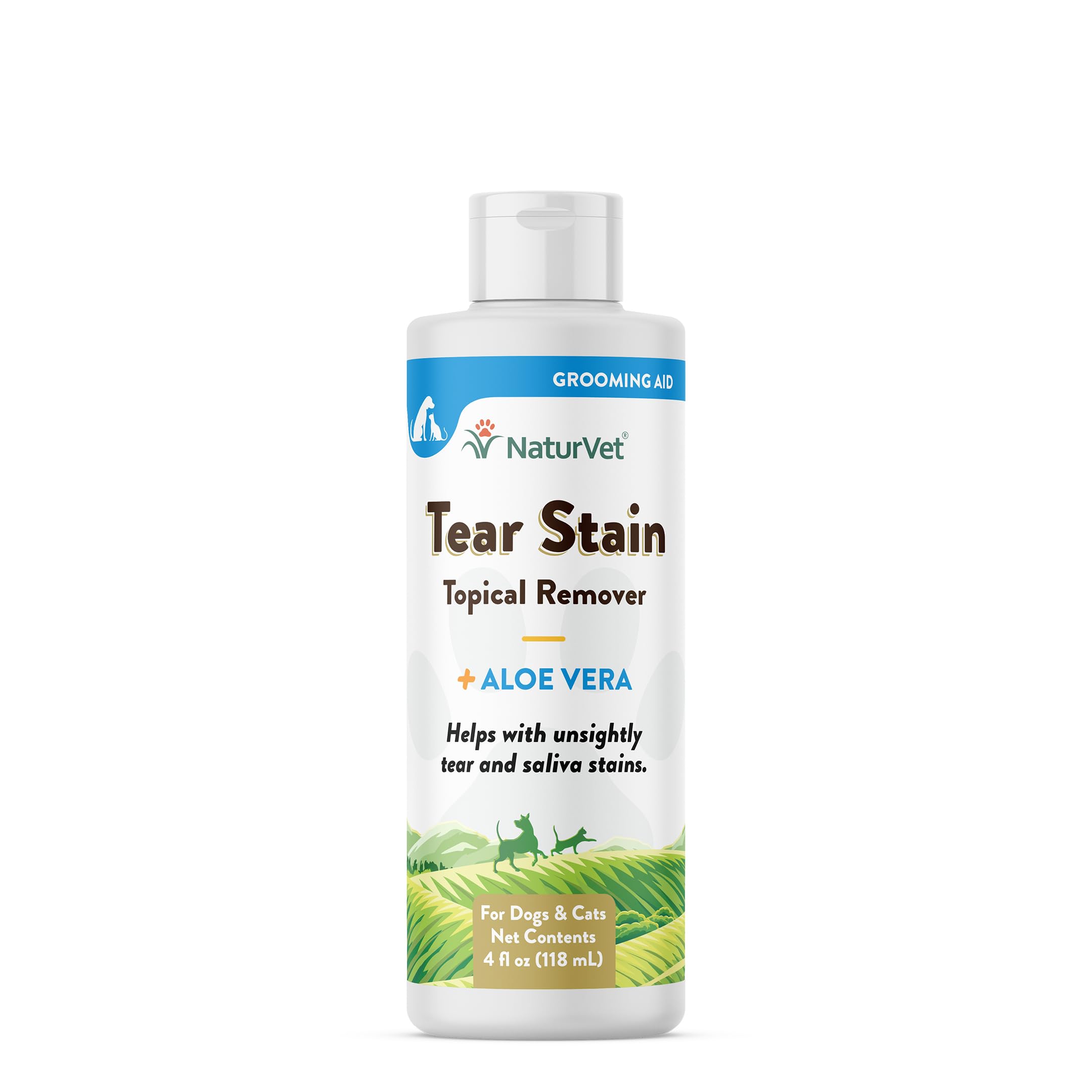 NaturVet Tear Stain Topical Remover Aloe bottle for gentle stain reduction in dogs and cats