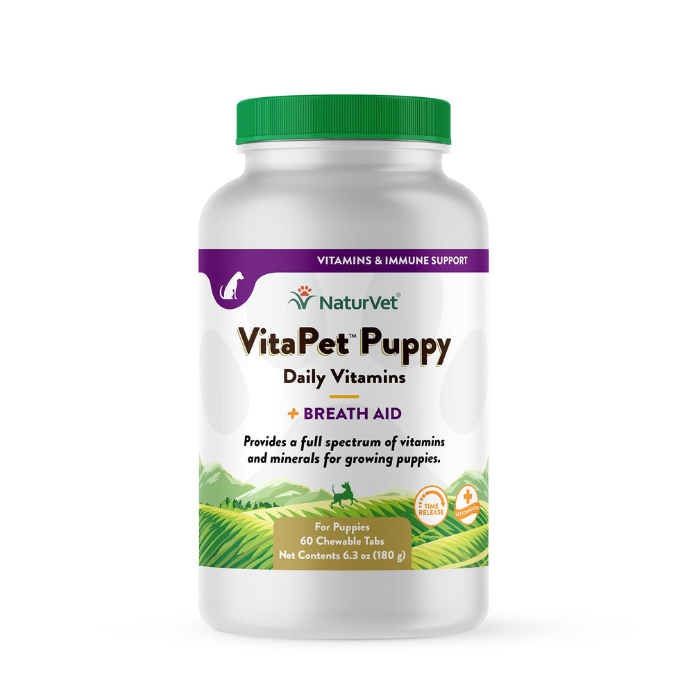 NaturVet VitaPet Puppy daily vitamins chew front view, convenient daily nutrition for puppies.