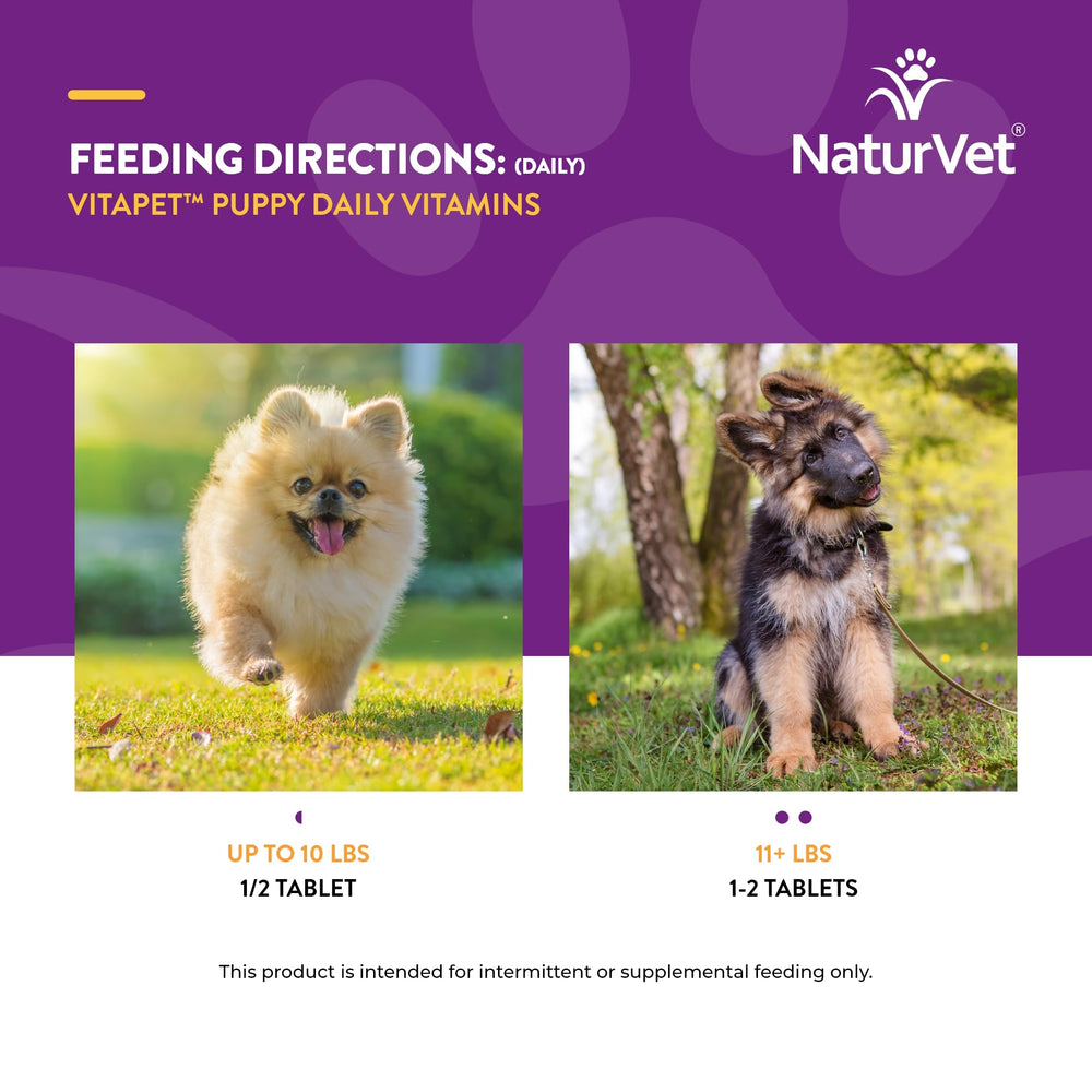 NaturVet VitaPet Puppy chews with garlic flavor appealing to dogs.