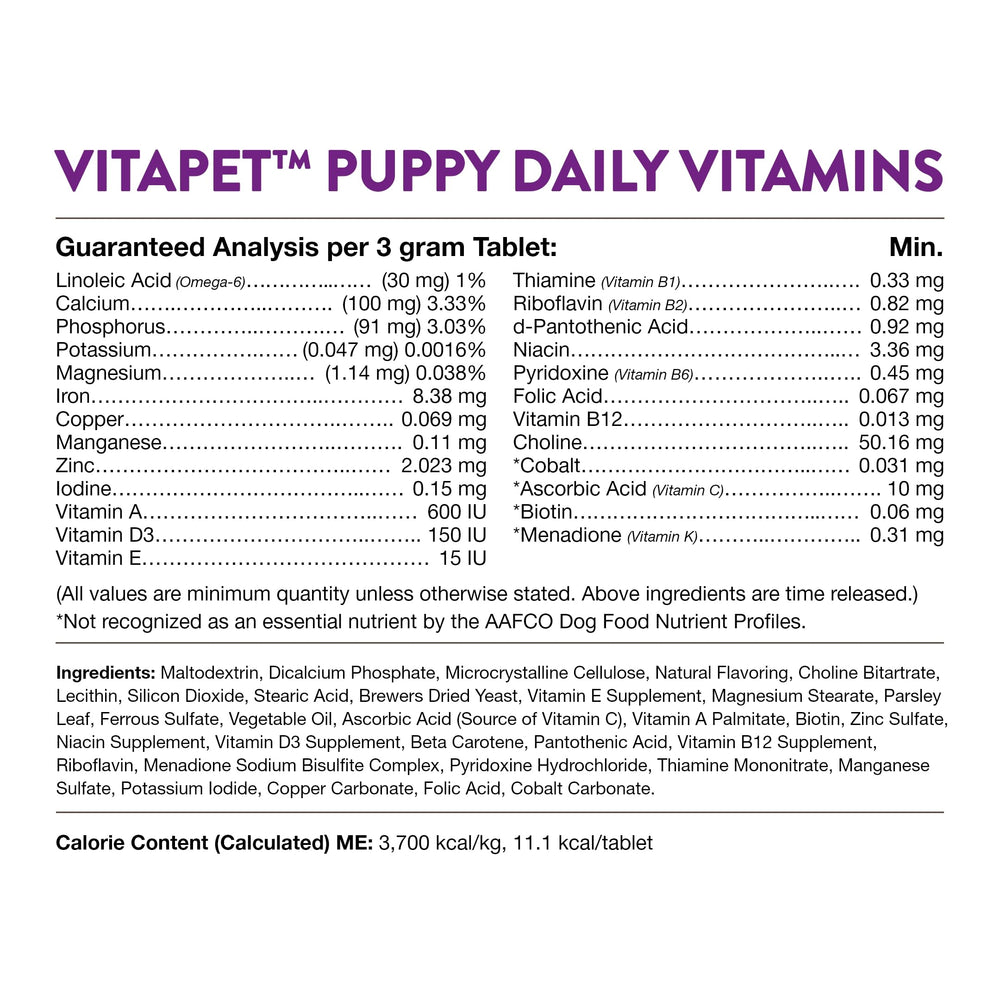 NaturVet VitaPet Puppy 60-count pack shot for monthly supply.