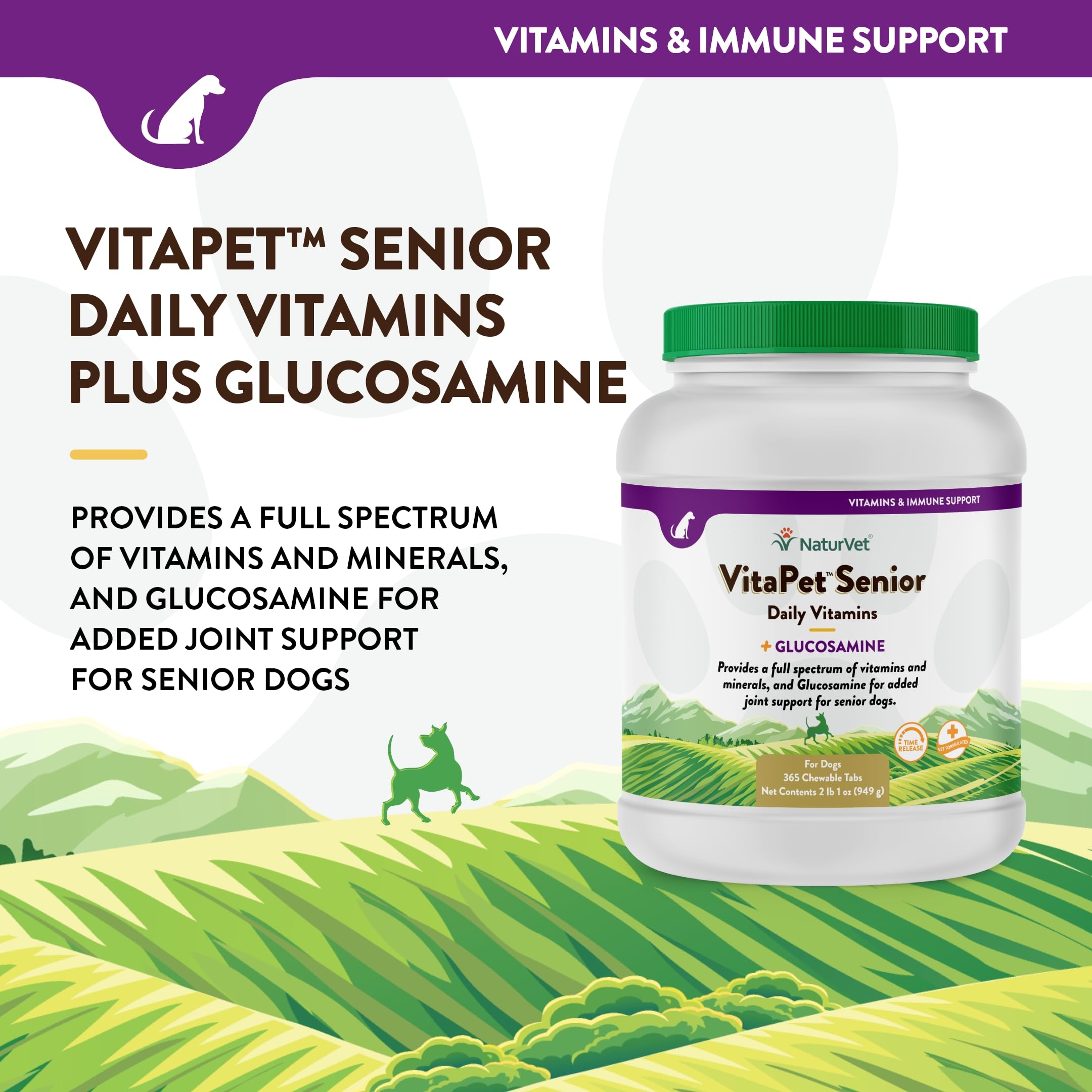 NaturVet VitaPet Senior chewables pack ready for daily use