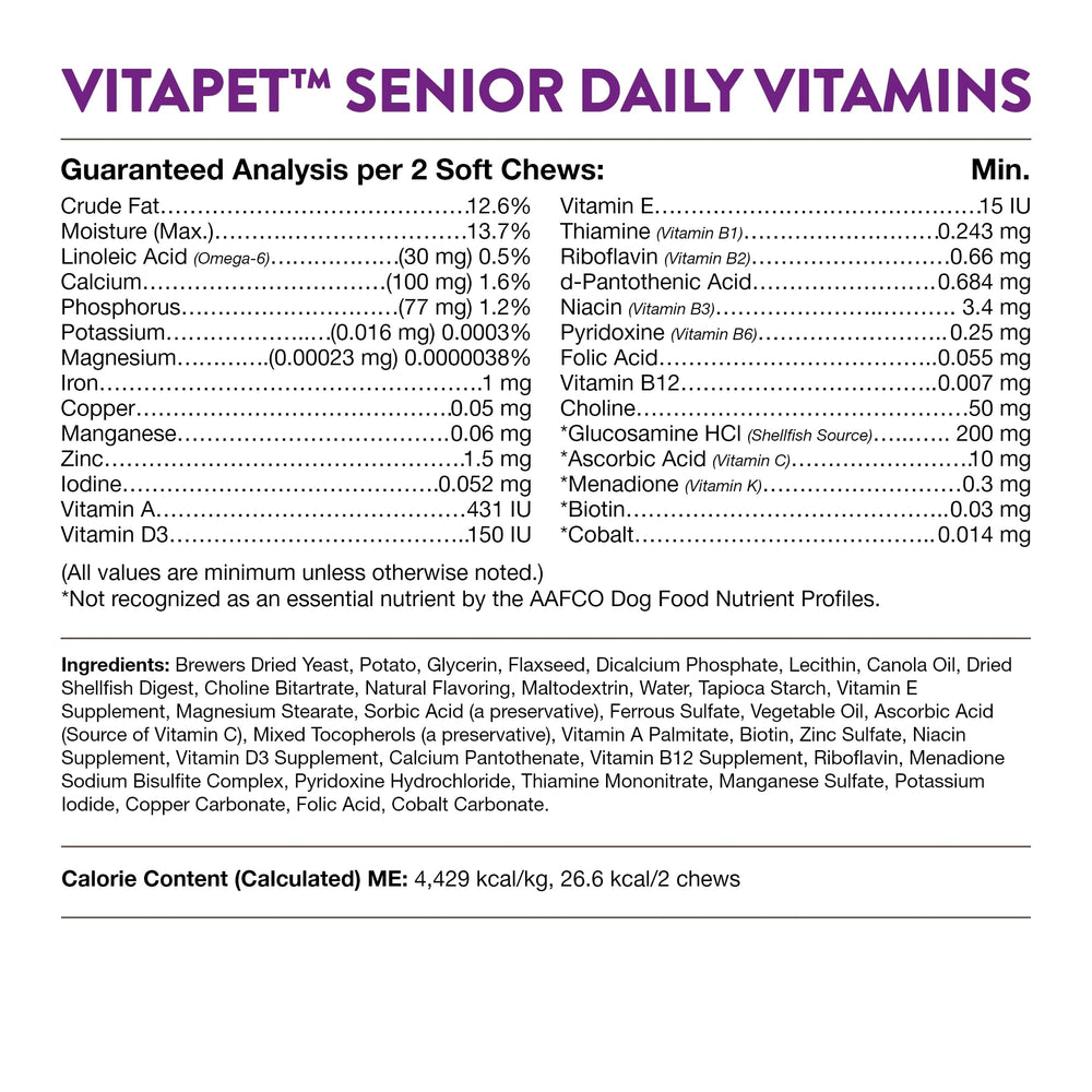 NaturVet VitaPet Senior dog-health balance—premium vitamin blend for aging pets.
