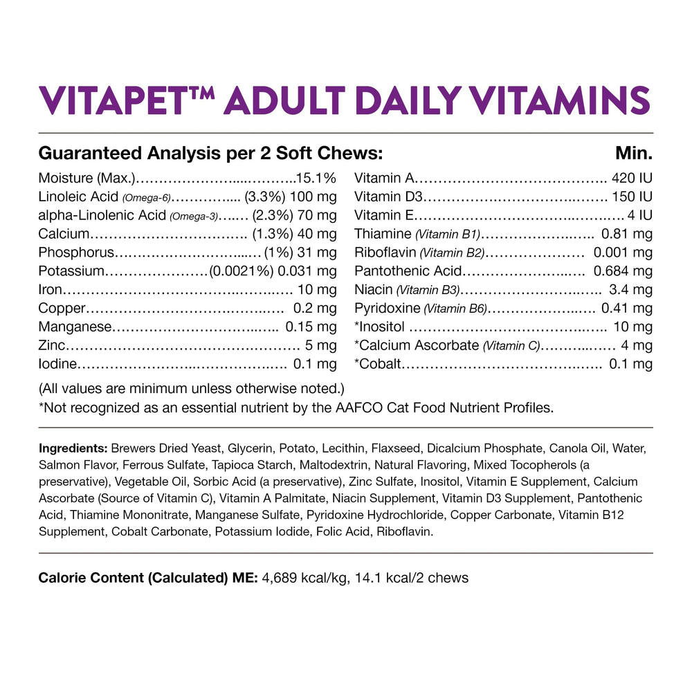 NaturVet VitaPet Senior veterinarian formulated daily vitamins for cats.