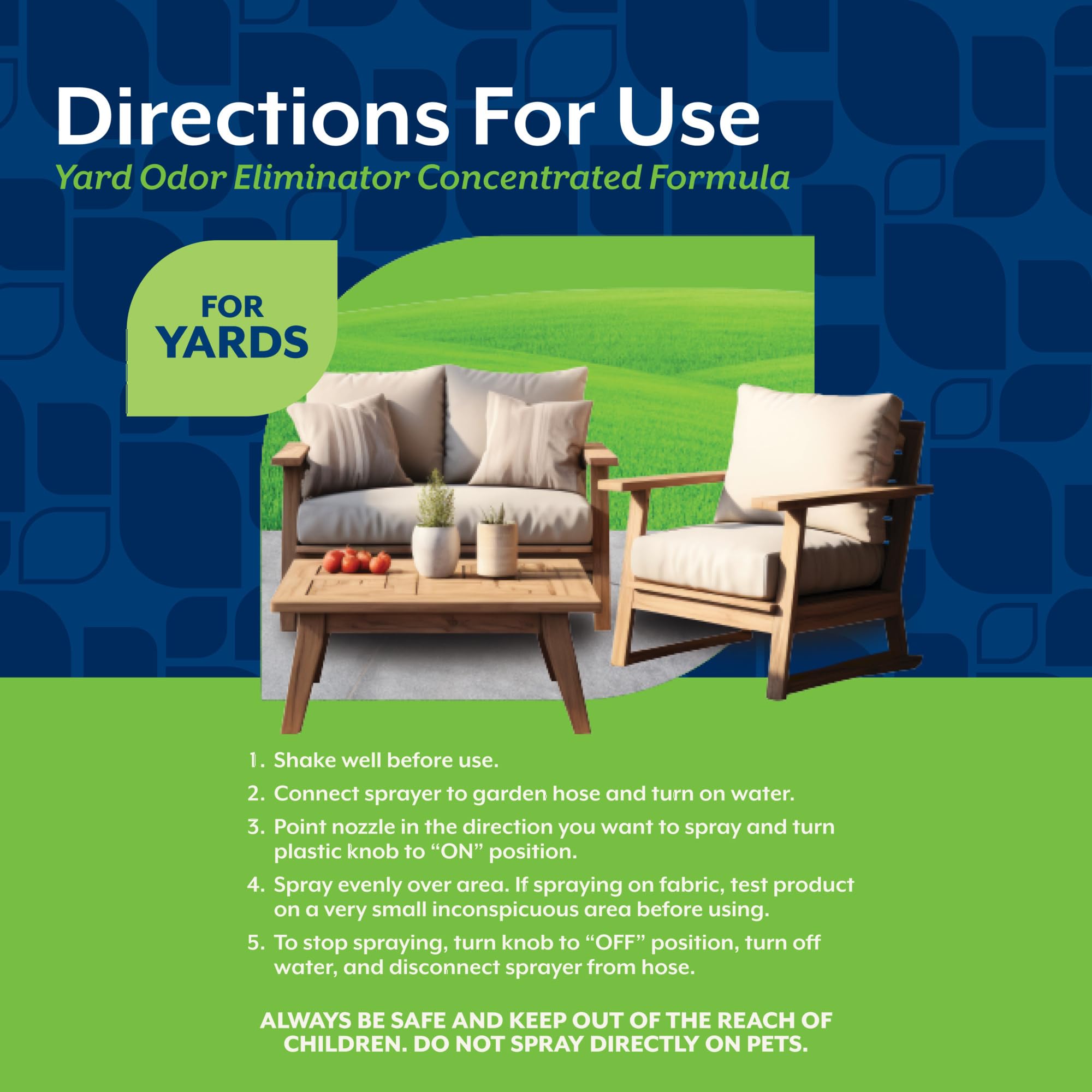 NaturVet Yard Odor Eliminator along fences and walls for outdoor odor management.