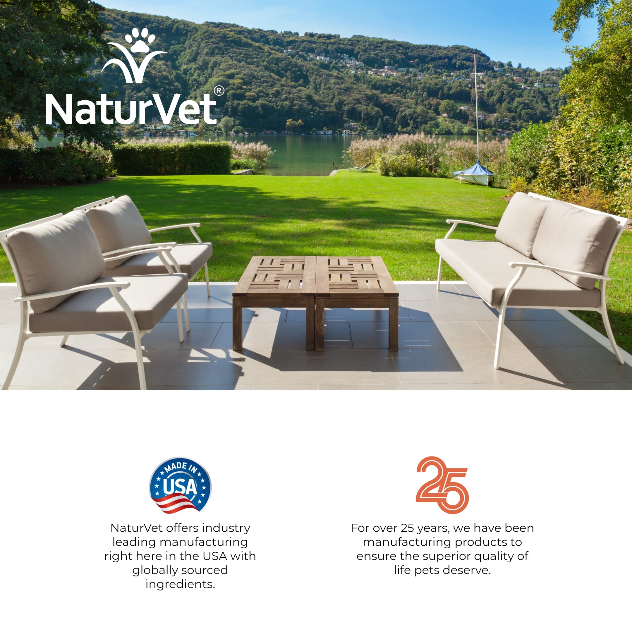 NaturVet Yard Odor Eliminator made in USA highlighting vet formulation