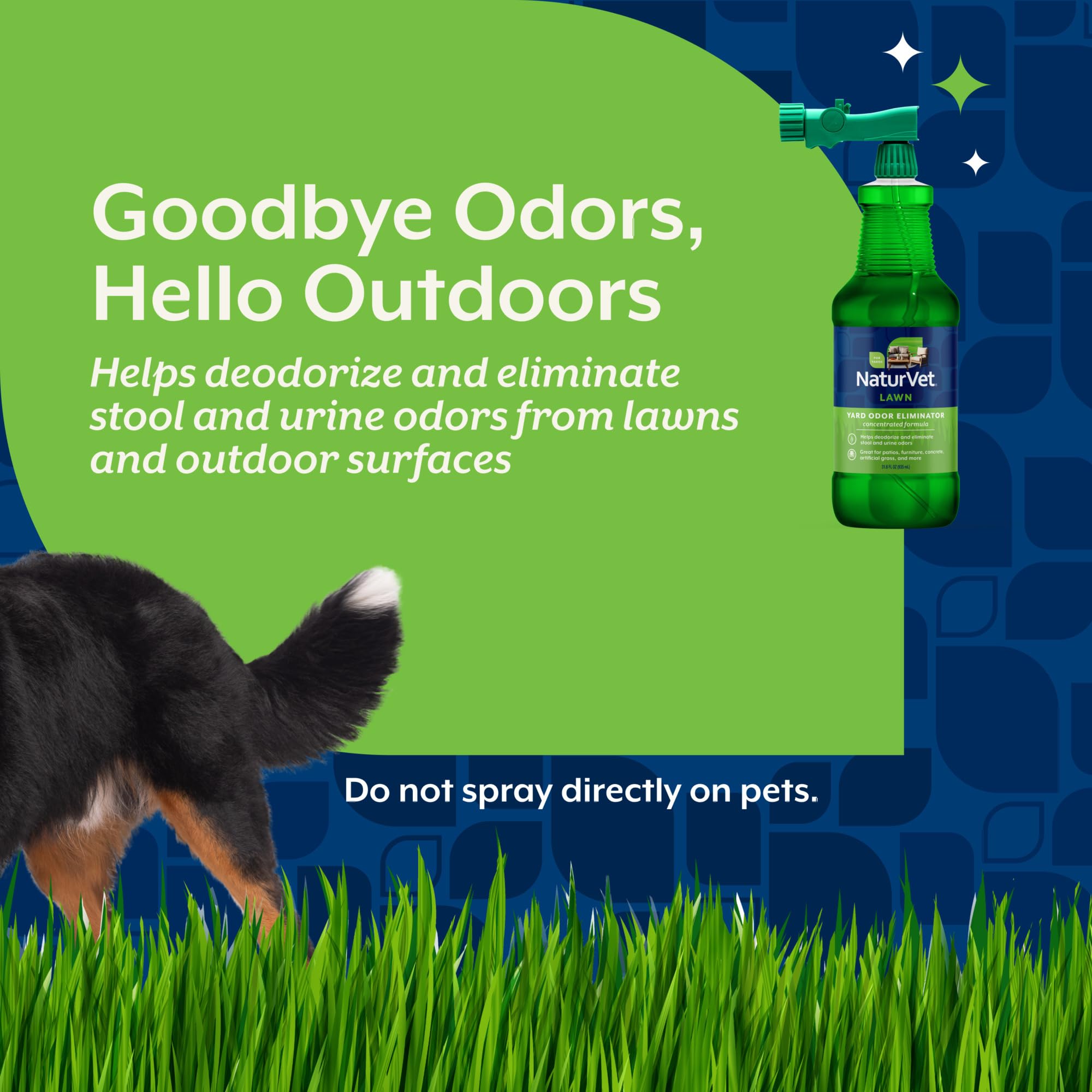NaturVet Yard Odor Eliminator used on patio furniture for outdoor odor control.