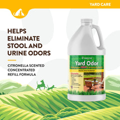 NaturVet Yard Odor Eliminator spraying on grass shows immediate odor reduction