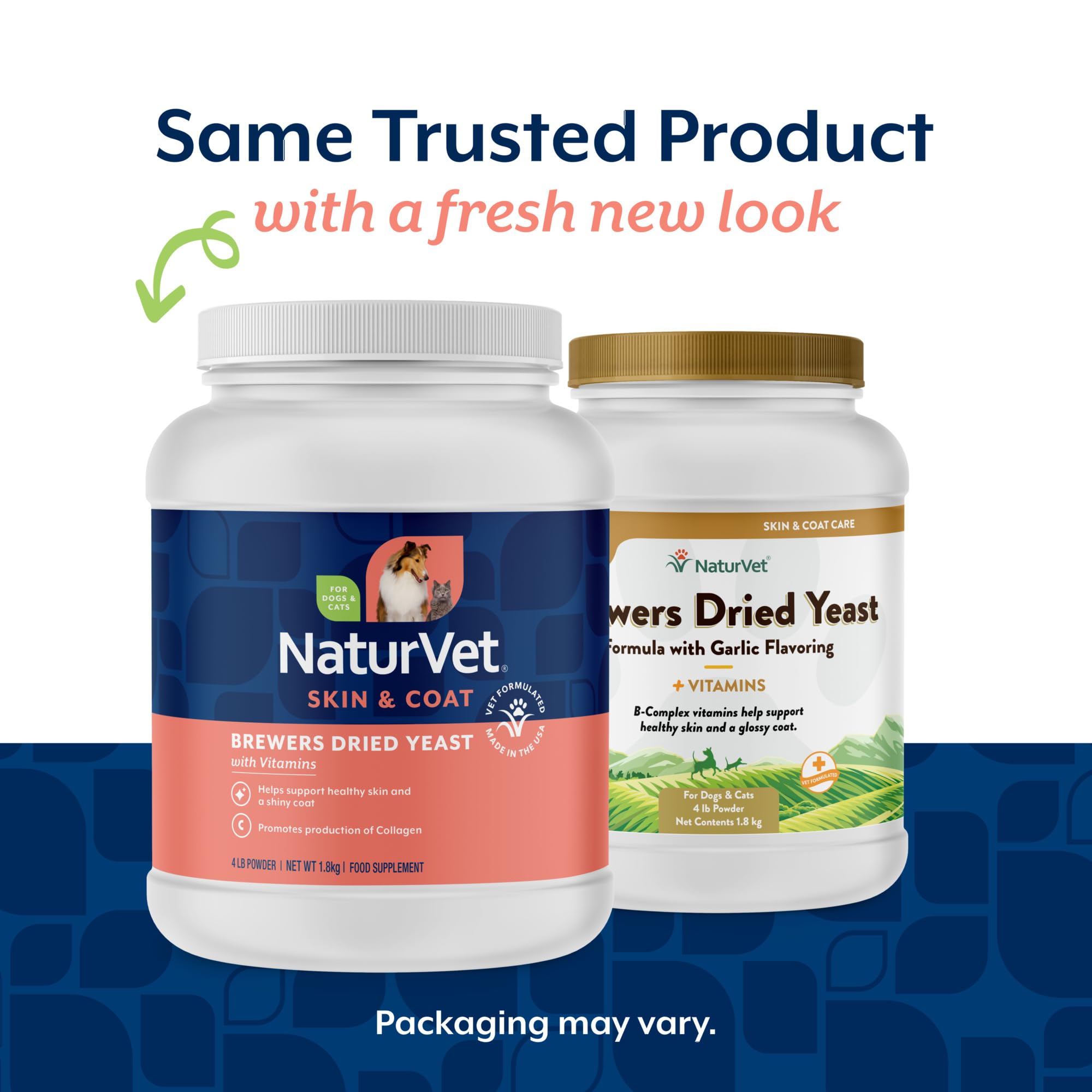 NaturVet yeast supplement for dogs and cats, easy to add to meals.