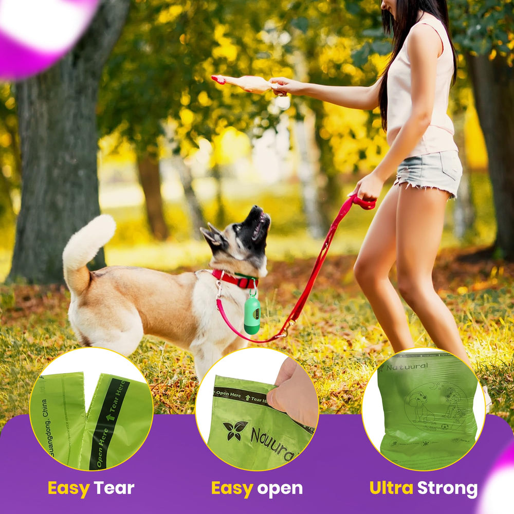 Natuural dog-walk dispenser in use for convenient access.