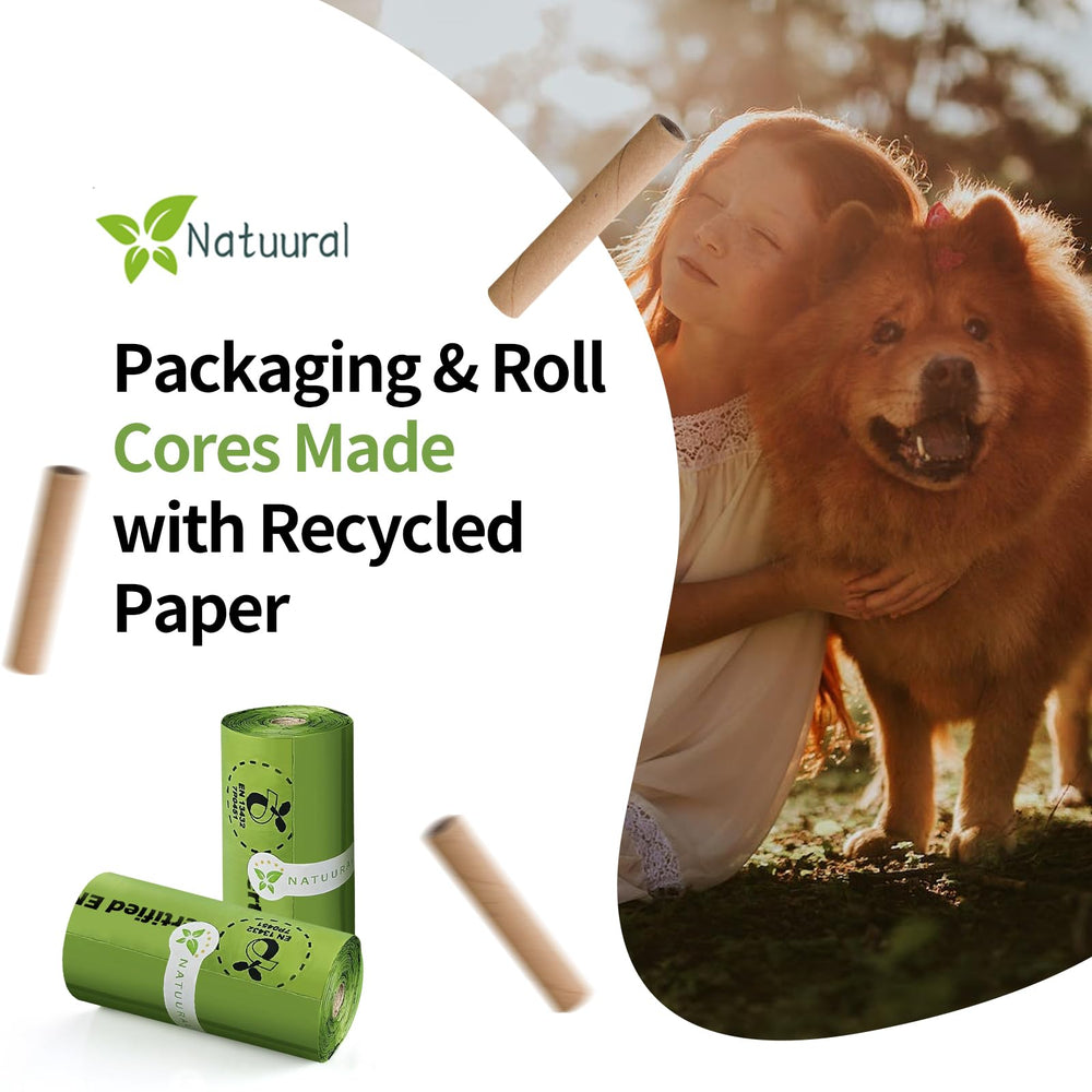 Natuural easy-open design on dog poop bags for simple cleanup.