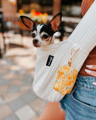 NATUYA canvas dog sling with adjustable strap for a custom fit on various heights.