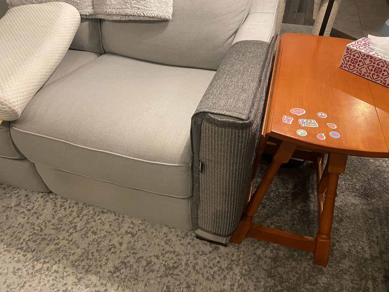NATUYA Cat Scratch Furniture Couch Protector in all gray finish blends with decor while protecting upholstery.
