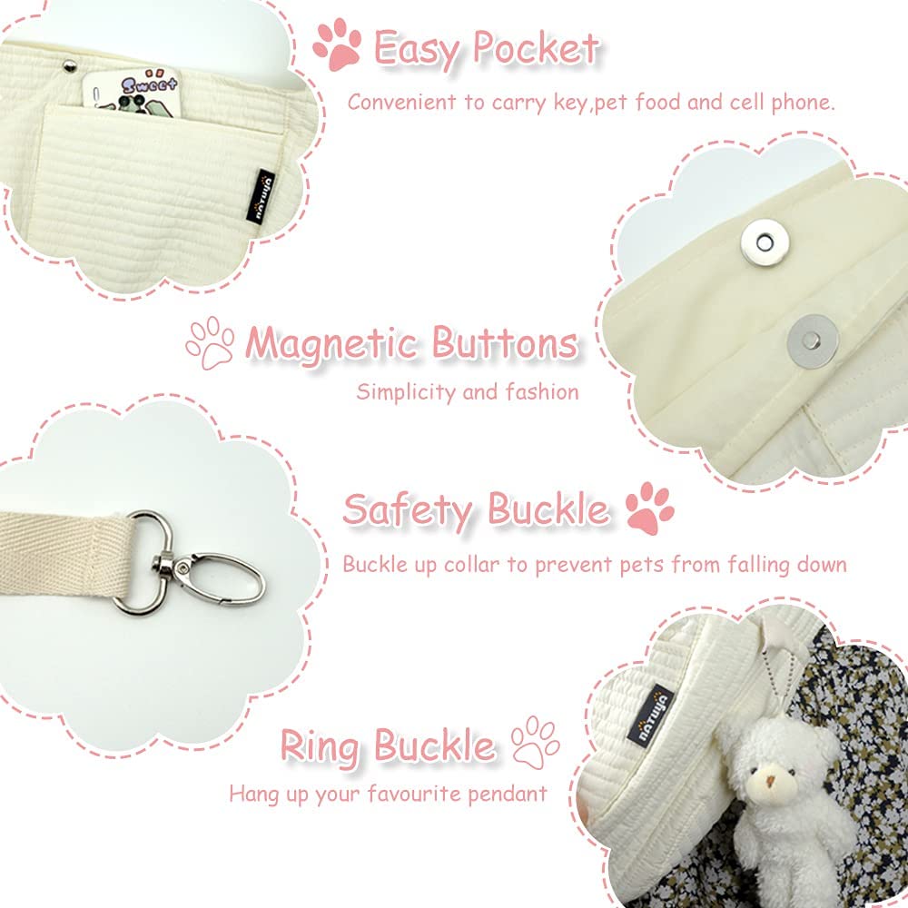 NATUYA dog sling features front zip pocket for treats, phone, keys during errands.
