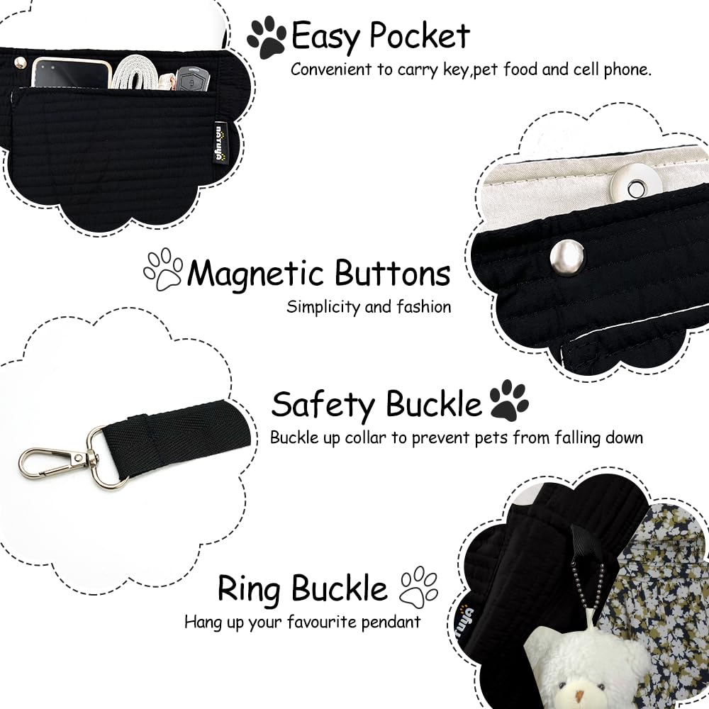 NATUYA sling front pocket stores keys, phone, or treats during trips