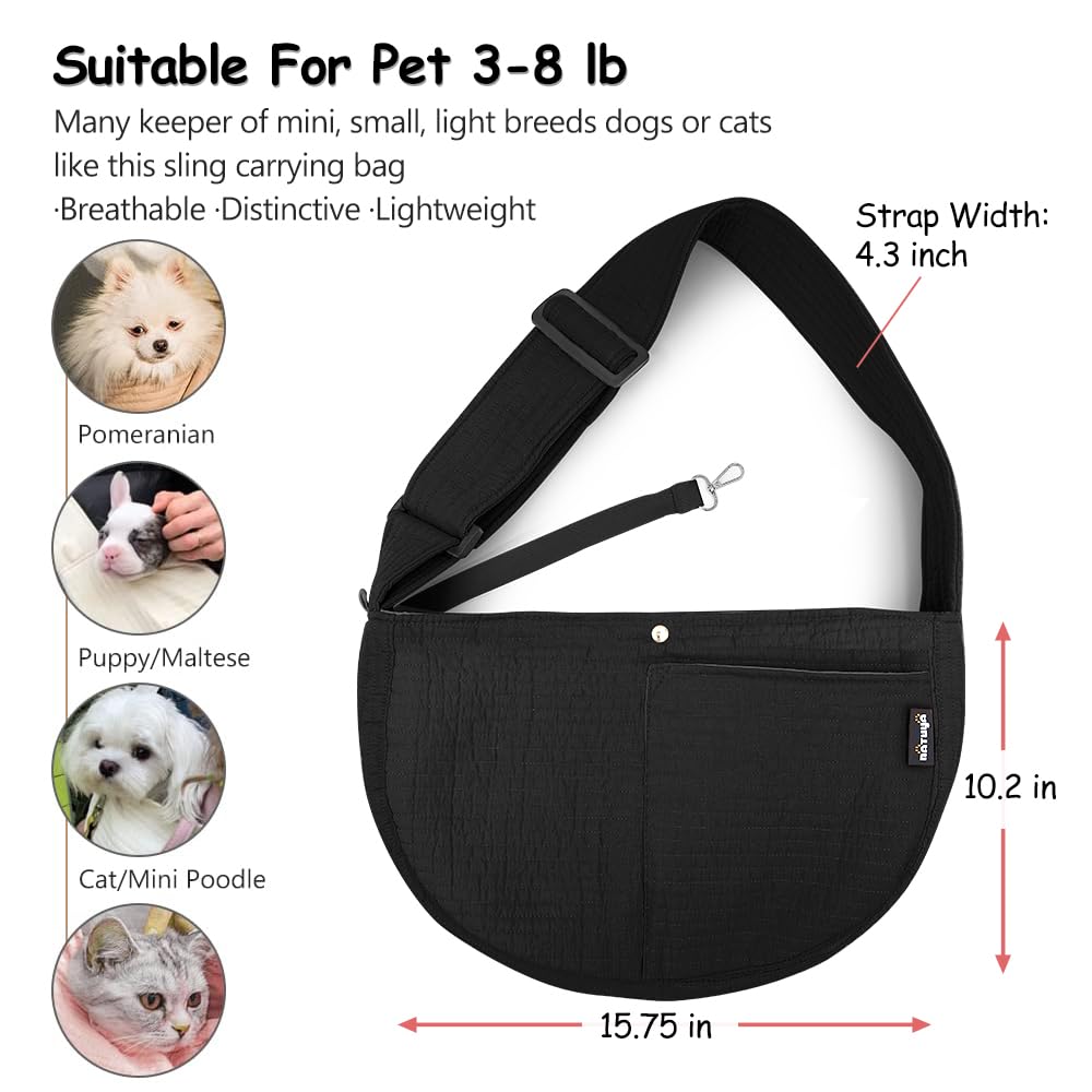NATUYA sling features safety hook and magnetic buckle for secure pet transport