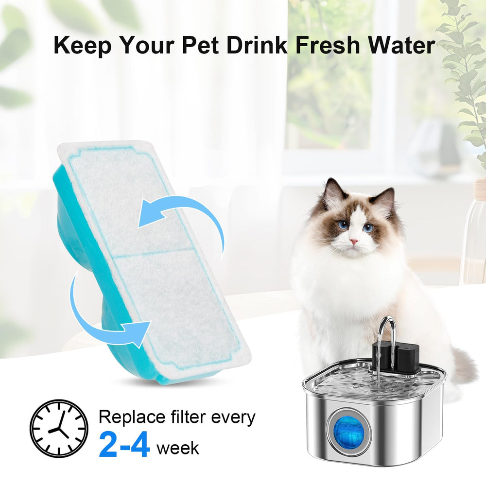NautyPaws cat water fountain stainless steel body for durable, easy-clean hydration