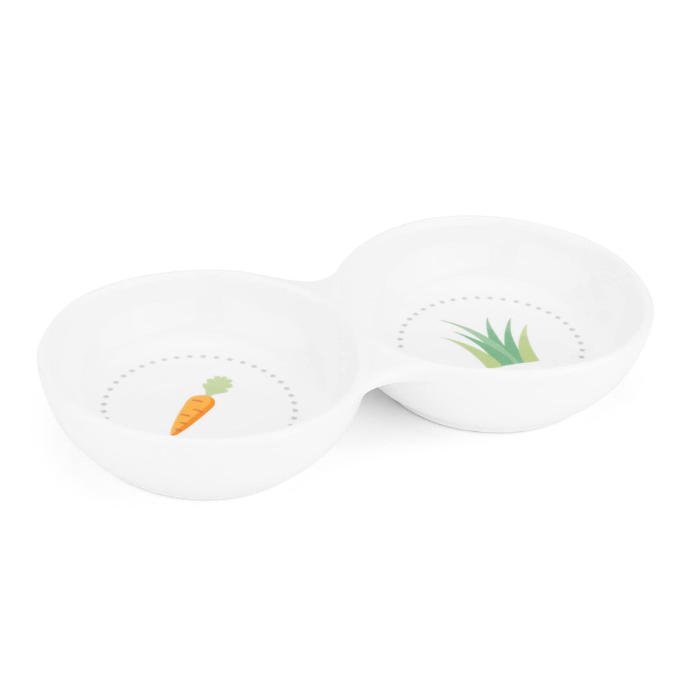 Navaris double food bowl setup with dual compartments for convenient feeding of small pets.