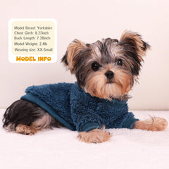 Nave Blue XX-Small Dog Sweater back view shows secure ribbed cuffs.