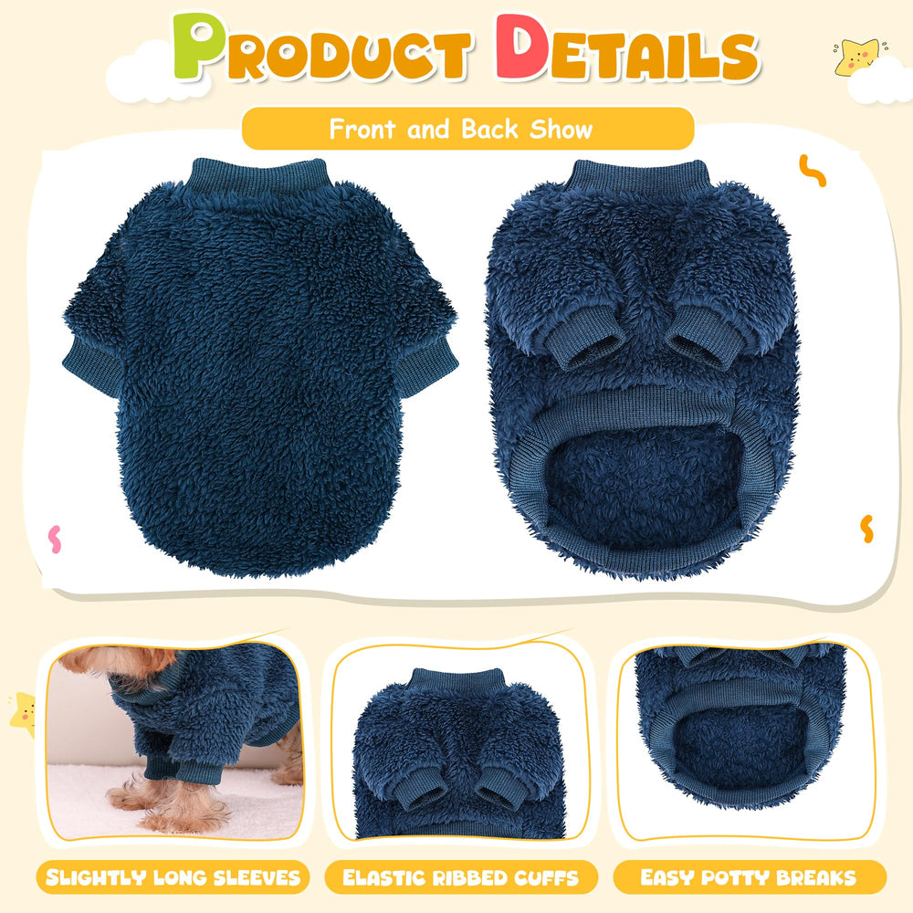 Nave Blue XX-Small Dog Sweater fleece closeup reveals plush warmth.